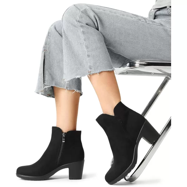 imageDREAM PAIRS Womens Low Chunky Block Heel Ankle Booties Fashion Almond Toe Fall Heeled Short Boots ShoesBlacksuede04
