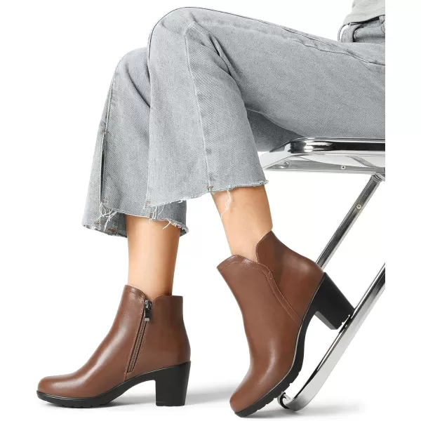 imageDREAM PAIRS Womens Low Chunky Block Heel Ankle Booties Fashion Almond Toe Fall Heeled Short Boots ShoesTanpu04