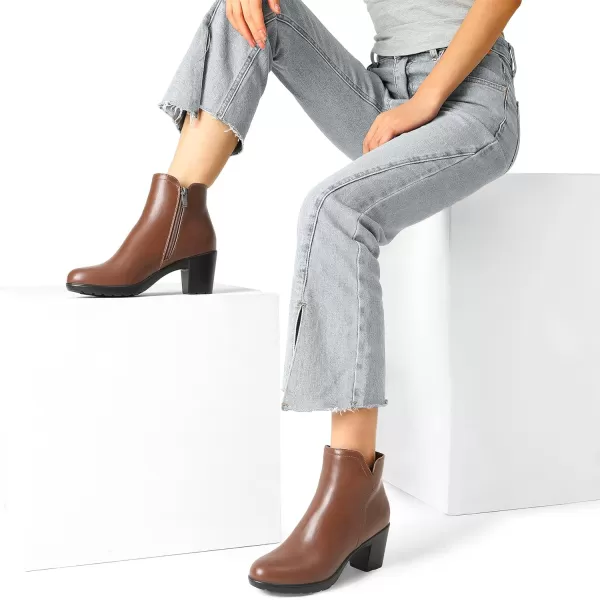 imageDREAM PAIRS Womens Low Chunky Block Heel Ankle Booties Fashion Almond Toe Fall Heeled Short Boots ShoesTanpu04