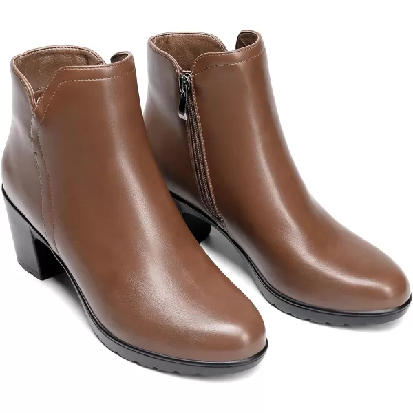 imageDREAM PAIRS Womens Low Chunky Block Heel Ankle Booties Fashion Almond Toe Fall Heeled Short Boots ShoesTanpu04