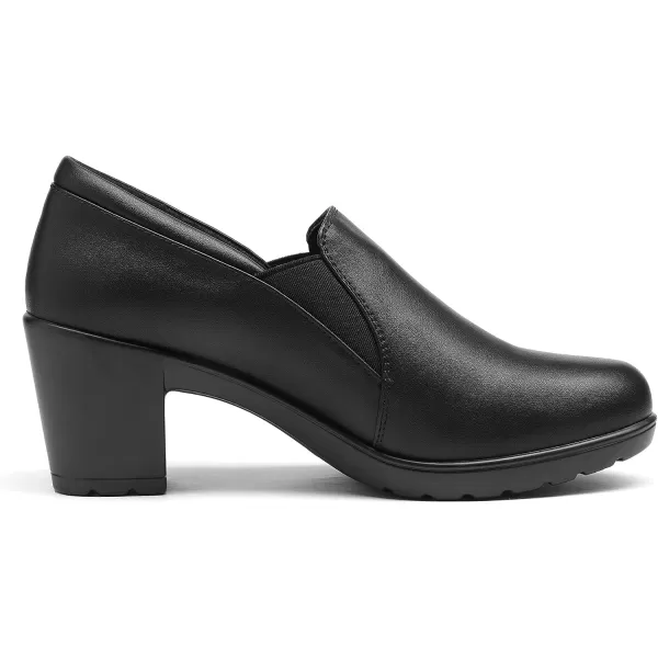 imageDREAM PAIRS Womens Low Chunky Block Heels Pumps Comfortable Slipon Heeled Loafers Dress Work Shoes for Office BusinessBlack