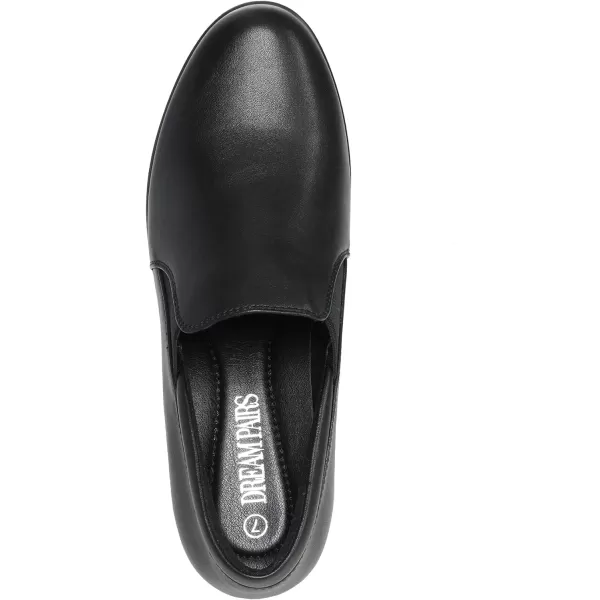 imageDREAM PAIRS Womens Low Chunky Block Heels Pumps Comfortable Slipon Heeled Loafers Dress Work Shoes for Office BusinessBlack
