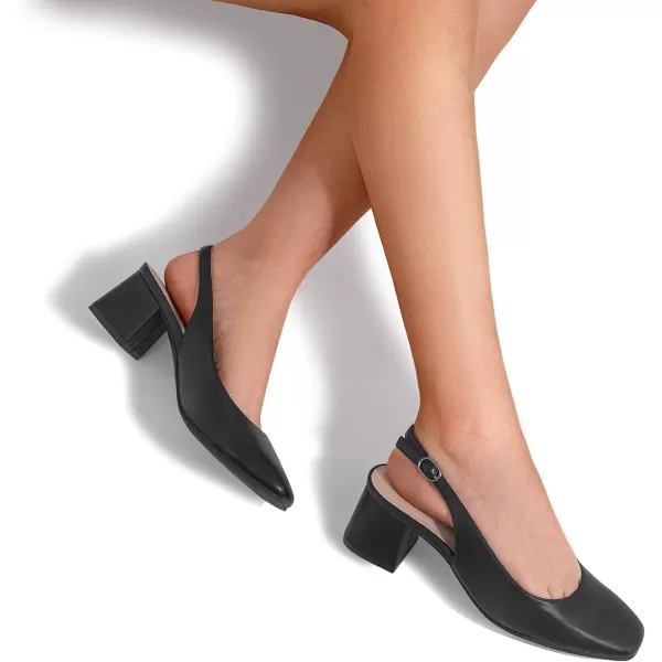 imageDREAM PAIRS Womens Low Chunky Heels Slingback Square Toe Block Dress Shoes Closed Toe Comfortable Wedding Work PumpsBlack
