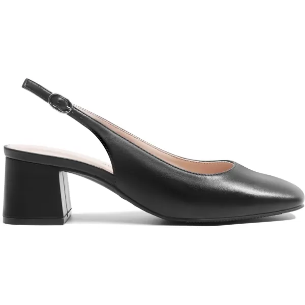 imageDREAM PAIRS Womens Low Chunky Heels Slingback Square Toe Block Dress Shoes Closed Toe Comfortable Wedding Work PumpsBlack