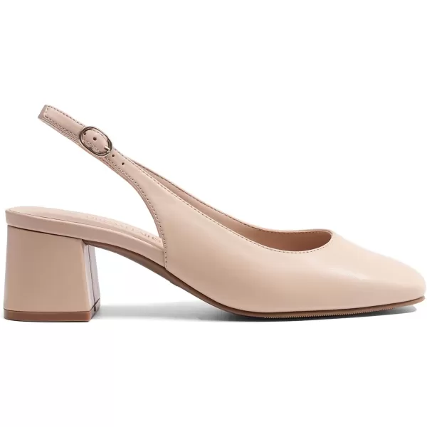 imageDREAM PAIRS Womens Low Chunky Heels Slingback Square Toe Block Dress Shoes Closed Toe Comfortable Wedding Work PumpsNude