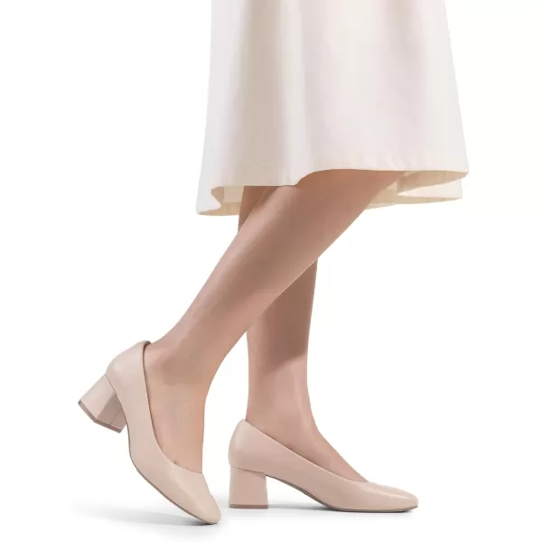 imageDREAM PAIRS Womens Low Chunky Heels Square Toe Pumps Comfortable Slip On Dress Shoes Wedding Party Office ShoesNude