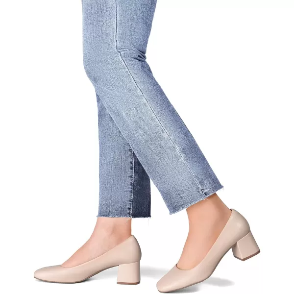 imageDREAM PAIRS Womens Low Chunky Heels Square Toe Pumps Comfortable Slip On Dress Shoes Wedding Party Office ShoesNude