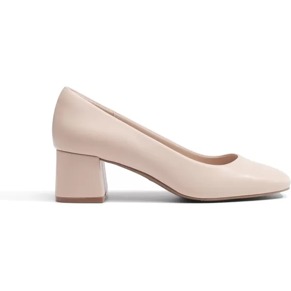imageDREAM PAIRS Womens Low Chunky Heels Square Toe Pumps Comfortable Slip On Dress Shoes Wedding Party Office ShoesNude