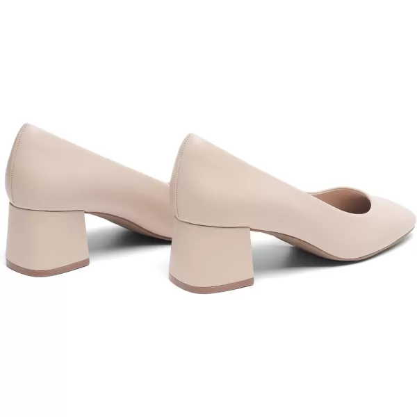 imageDREAM PAIRS Womens Low Chunky Heels Square Toe Pumps Comfortable Slip On Dress Shoes Wedding Party Office ShoesNude