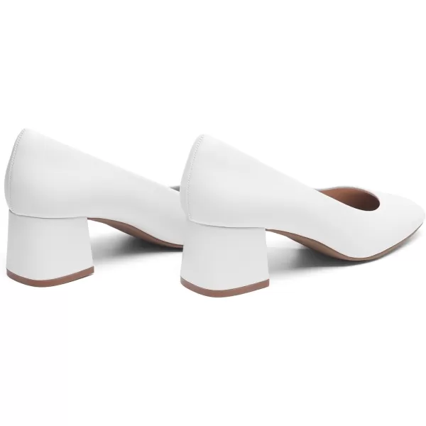 imageDREAM PAIRS Womens Low Chunky Heels Square Toe Pumps Comfortable Slip On Dress Shoes Wedding Party Office ShoesWhite