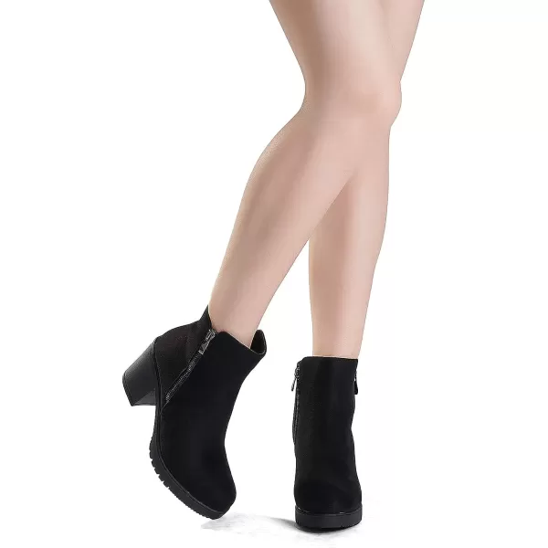 imageDREAM PAIRS Womens Low Heel Chunky Ankle Boots Winter ShoesBlack2