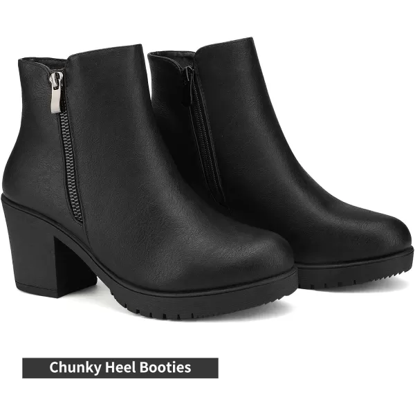 imageDREAM PAIRS Womens Low Heel Chunky Ankle Boots Winter ShoesBlackPu2