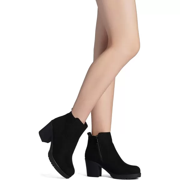 imageDREAM PAIRS Womens Low Heel Chunky Ankle Boots Winter ShoesBlackZoey1
