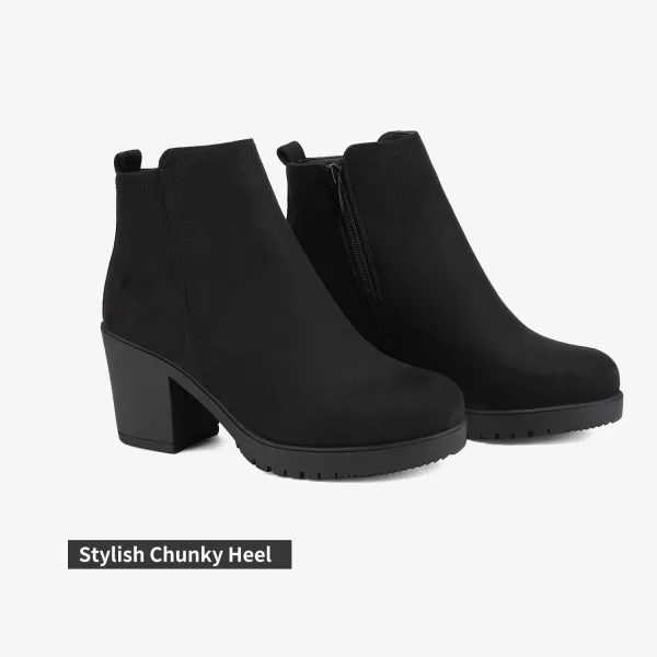 imageDREAM PAIRS Womens Low Heel Chunky Ankle Boots Winter ShoesBlackZoey1