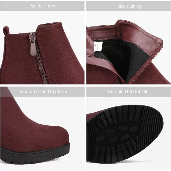imageDREAM PAIRS Womens Low Heel Chunky Ankle Boots Winter ShoesBurgundyZoey1