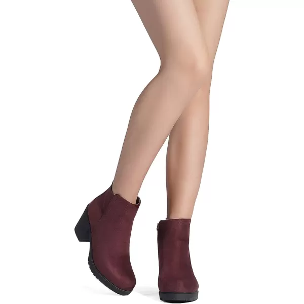 imageDREAM PAIRS Womens Low Heel Chunky Ankle Boots Winter ShoesBurgundyZoey1