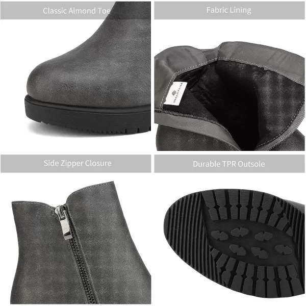 imageDREAM PAIRS Womens Low Heel Chunky Ankle Boots Winter ShoesGreyPu2