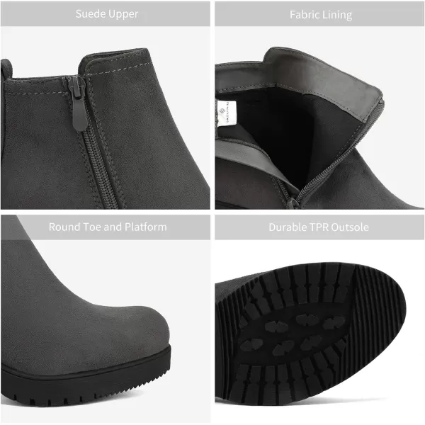 imageDREAM PAIRS Womens Low Heel Chunky Ankle Boots Winter ShoesGreyZoey1