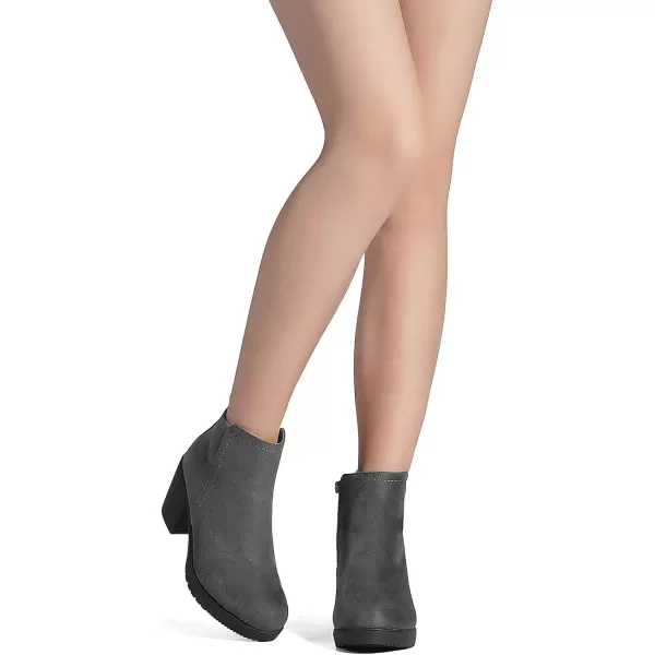 imageDREAM PAIRS Womens Low Heel Chunky Ankle Boots Winter ShoesGreyZoey1