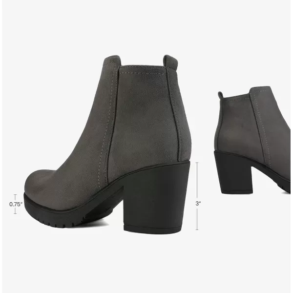 imageDREAM PAIRS Womens Low Heel Chunky Ankle Boots Winter ShoesGreyZoey1