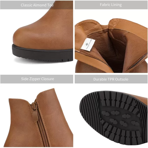 imageDREAM PAIRS Womens Low Heel Chunky Ankle Boots Winter ShoesTanPu2