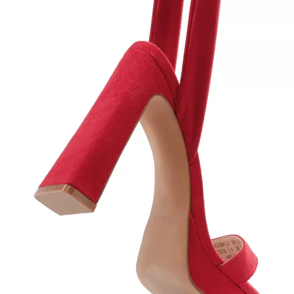 imageDREAM PAIRS Womens Low Heel Pump Sandals SDHS2318WRedsuede
