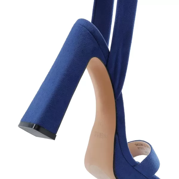 imageDREAM PAIRS Womens Low Heel Pump Sandals SDHS2318WRoyal Bluesuede
