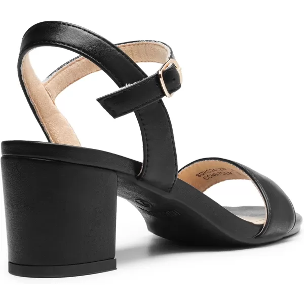 imageDREAM PAIRS Womens Low Heels Block Open Toe Ankle Strap Classic Short Chunky Sandals with Buckle for Daily Work Wedding PartyBlackpu