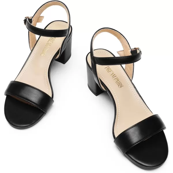 imageDREAM PAIRS Womens Low Heels Block Open Toe Ankle Strap Classic Short Chunky Sandals with Buckle for Daily Work Wedding PartyBlackpu