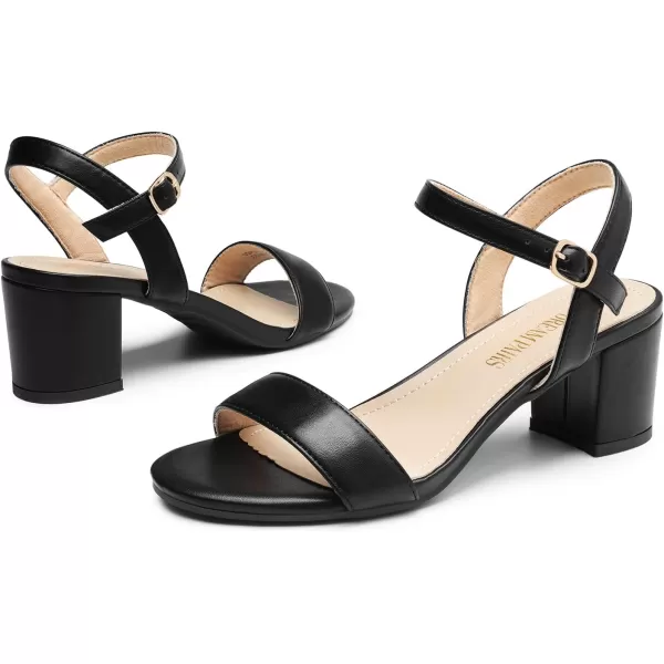 imageDREAM PAIRS Womens Low Heels Block Open Toe Ankle Strap Classic Short Chunky Sandals with Buckle for Daily Work Wedding PartyBlackpu