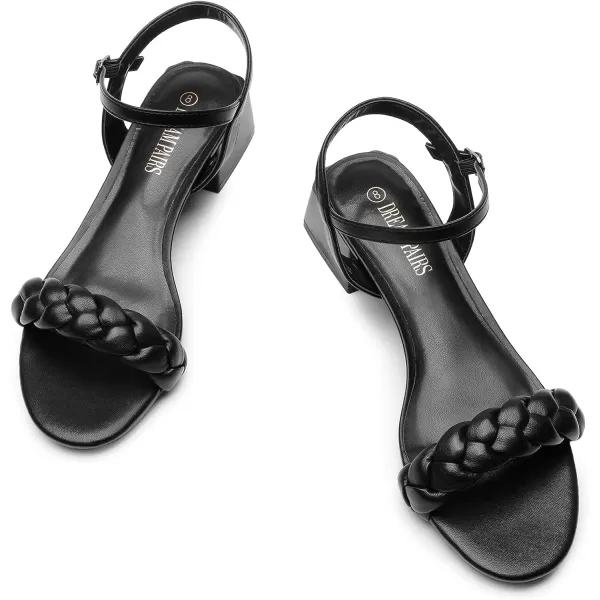 imageDREAM PAIRS Womens Low Heels for Women Braided Open Toe Ankle Strap Block Chunky Heel Sandals Holiday Party Wedding Dress Pumps ShoesBlack