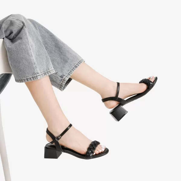 imageDREAM PAIRS Womens Low Heels for Women Braided Open Toe Ankle Strap Block Chunky Heel Sandals Holiday Party Wedding Dress Pumps ShoesBlack