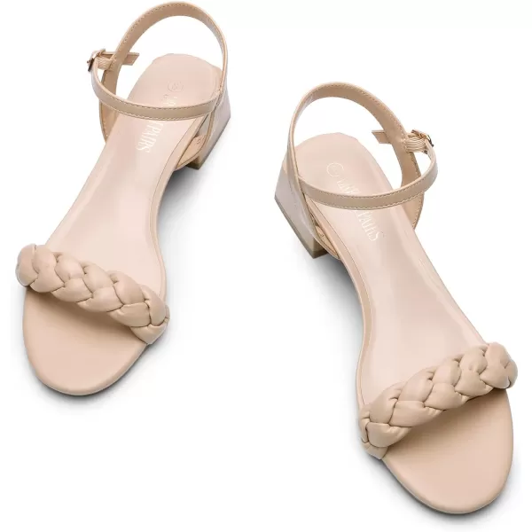 imageDREAM PAIRS Womens Low Heels for Women Braided Open Toe Ankle Strap Block Chunky Heel Sandals Holiday Party Wedding Dress Pumps ShoesNude