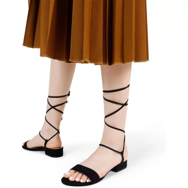 imageDREAM PAIRS Womens Low Heels for Women Strappy Lace Up Open Toe Block Chunky Heel Sandals Summer Holiday Party Wedding Dress Pumps ShoesBlacknubuck