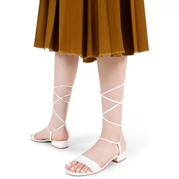 imageDREAM PAIRS Womens Low Heels for Women Strappy Lace Up Open Toe Block Chunky Heel Sandals Summer Holiday Party Wedding Dress Pumps ShoesWhite