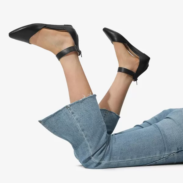 imageDREAM PAIRS Womens Low Wedge Ankle Strap Flats ShoesBlackPu