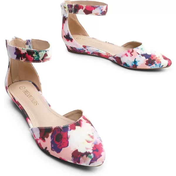 imageDREAM PAIRS Womens Low Wedge Ankle Strap Flats ShoesFloral