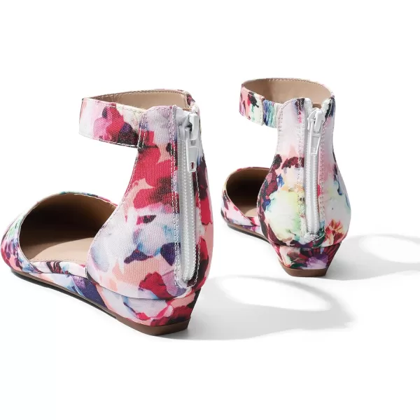imageDREAM PAIRS Womens Low Wedge Ankle Strap Flats ShoesFloral