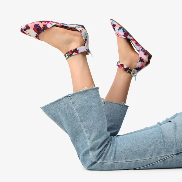 imageDREAM PAIRS Womens Low Wedge Ankle Strap Flats ShoesFloral
