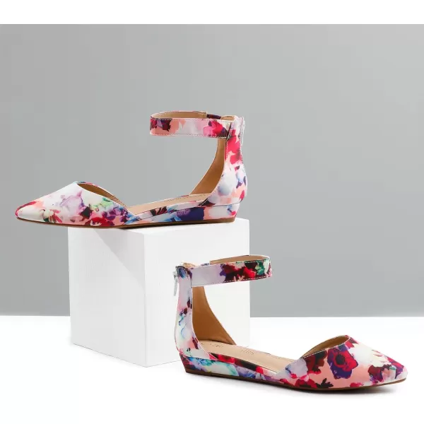 imageDREAM PAIRS Womens Low Wedge Ankle Strap Flats ShoesFloral