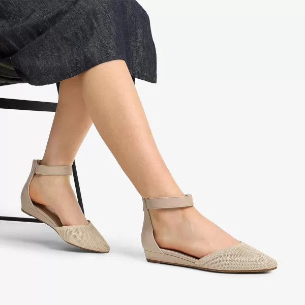 imageDREAM PAIRS Womens Low Wedge Ankle Strap Flats ShoesNudeknit