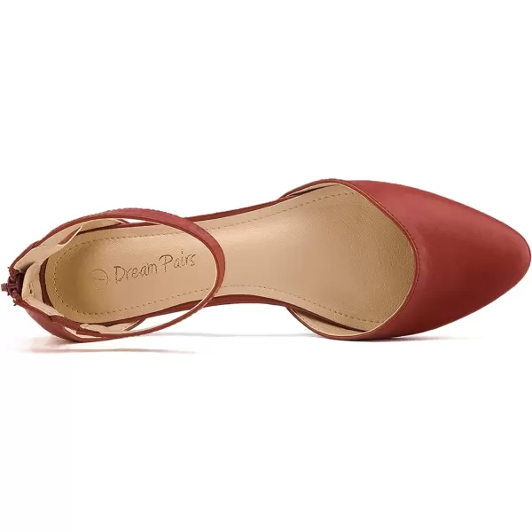 imageDREAM PAIRS Womens Low Wedge Ankle Strap Flats ShoesRedPu