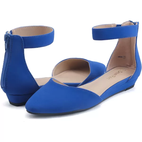 imageDREAM PAIRS Womens Low Wedge Ankle Strap Flats ShoesRoyalBlue