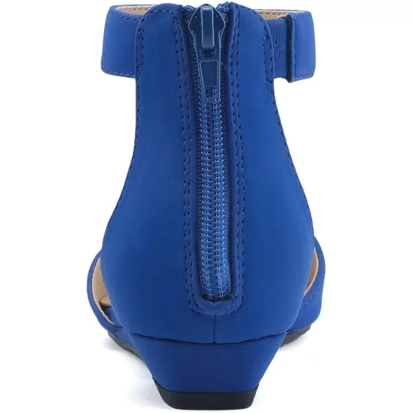 imageDREAM PAIRS Womens Low Wedge Ankle Strap Flats ShoesRoyalBlue
