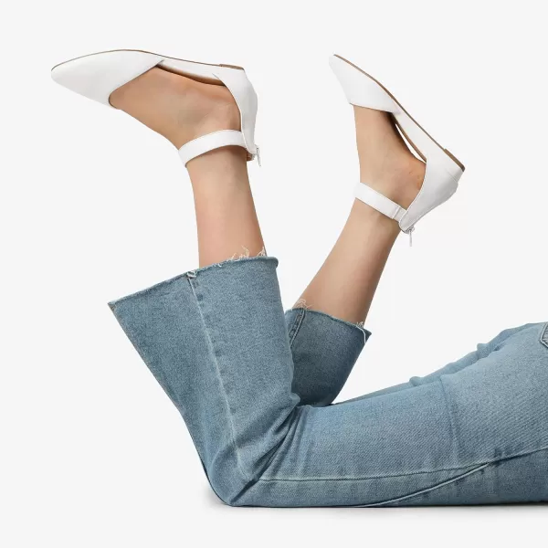 imageDREAM PAIRS Womens Low Wedge Ankle Strap Flats ShoesWhitePu