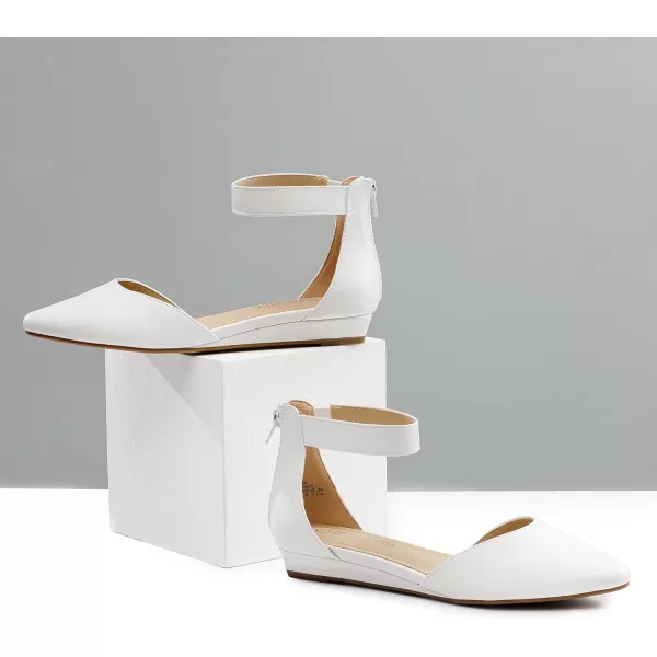 imageDREAM PAIRS Womens Low Wedge Ankle Strap Flats ShoesWhitePu