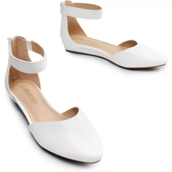 imageDREAM PAIRS Womens Low Wedge Ankle Strap Flats ShoesWhitePu