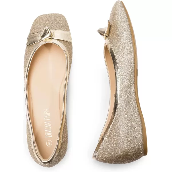 imageDREAM PAIRS Womens Low Wedge Dressy Flats Comfortable Square Toe Rhinestone Wedding ShoesGoldglitter