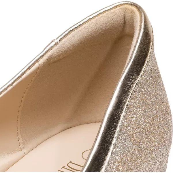 imageDREAM PAIRS Womens Low Wedge Dressy Flats Comfortable Square Toe Rhinestone Wedding ShoesGoldglitter