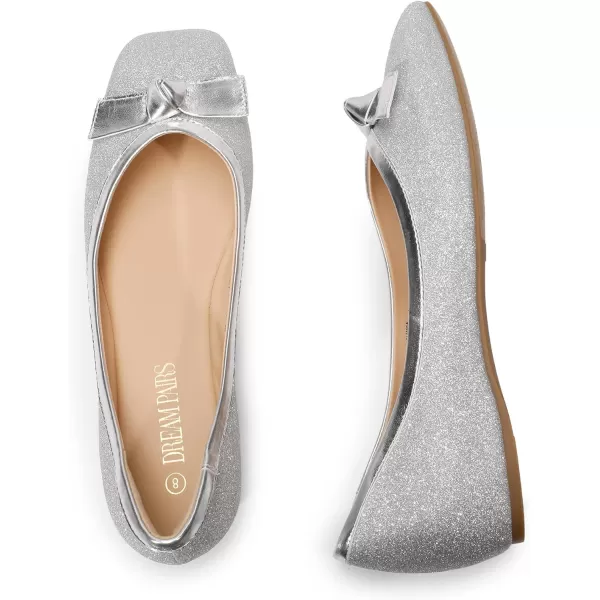 imageDREAM PAIRS Womens Low Wedge Dressy Flats Comfortable Square Toe Rhinestone Wedding ShoesSilverglitter